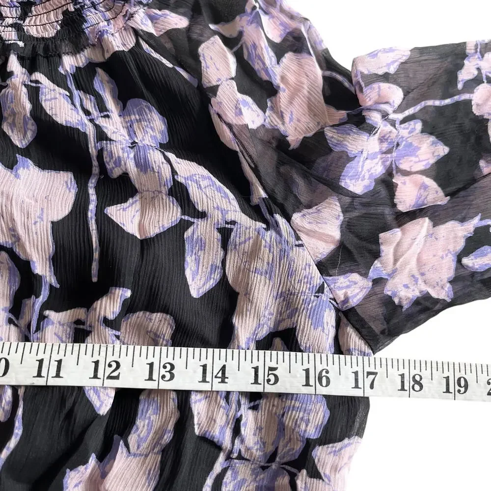 Diane Von Furstenberg Athena Black Purple Floral Printed Silk Midi Dress Size XS
